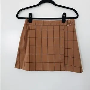 Brown grid skirt deals